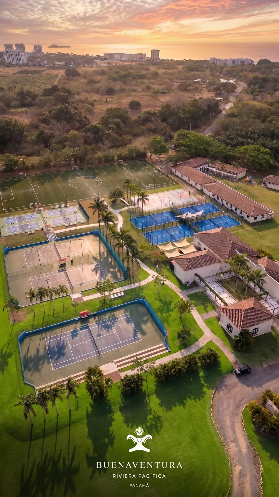 Buenaventura Sports Club, aerial view at dusk